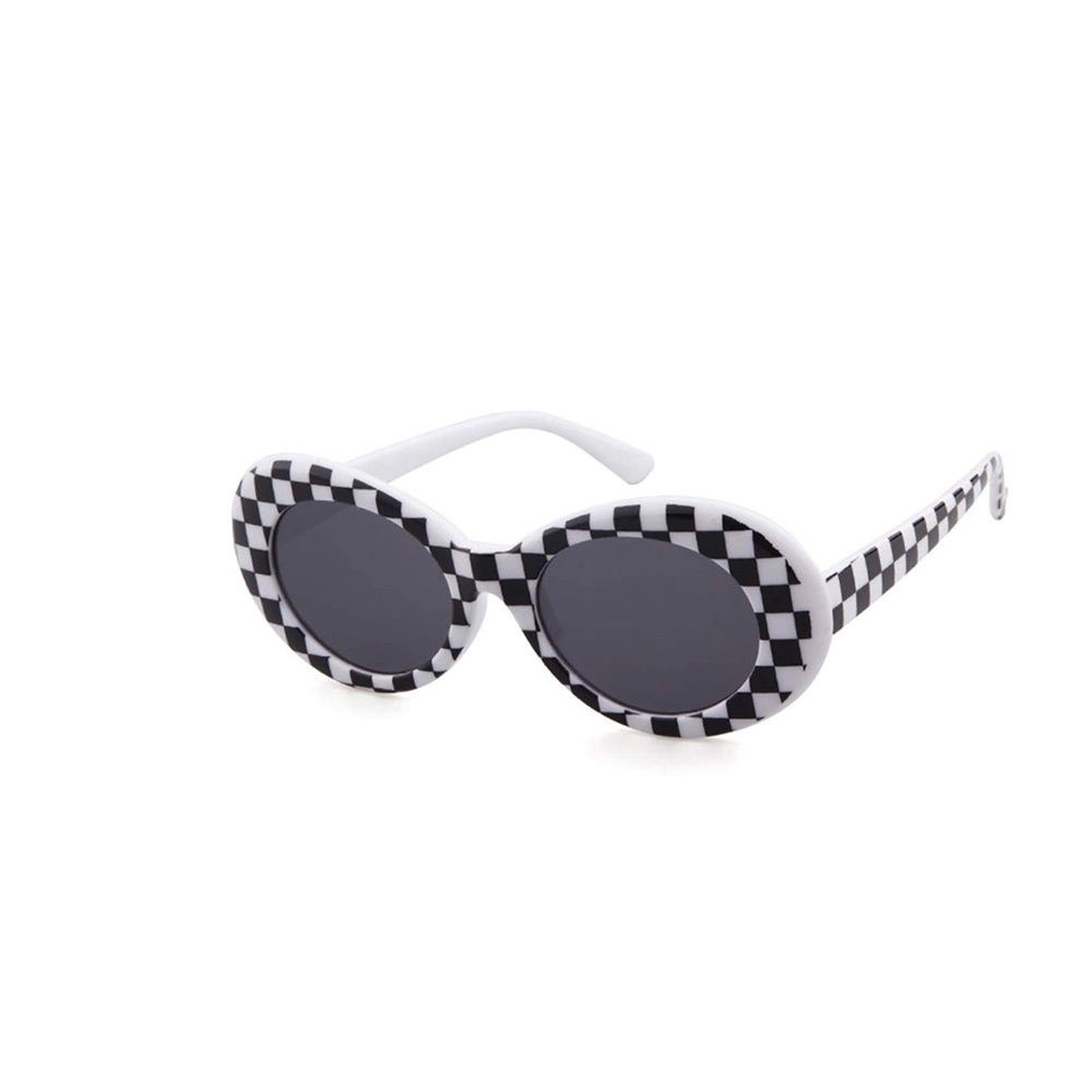 Clout Goggles Retro Sunglasses- White Checkered